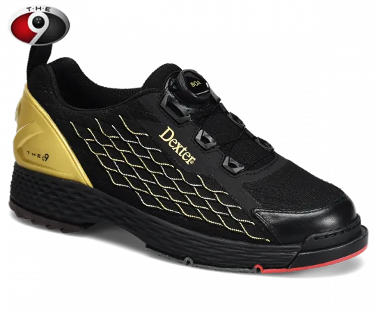 DEXTER T•H•E 9 KNIT BOA® - Black/Gold Herren Bowling Schuh