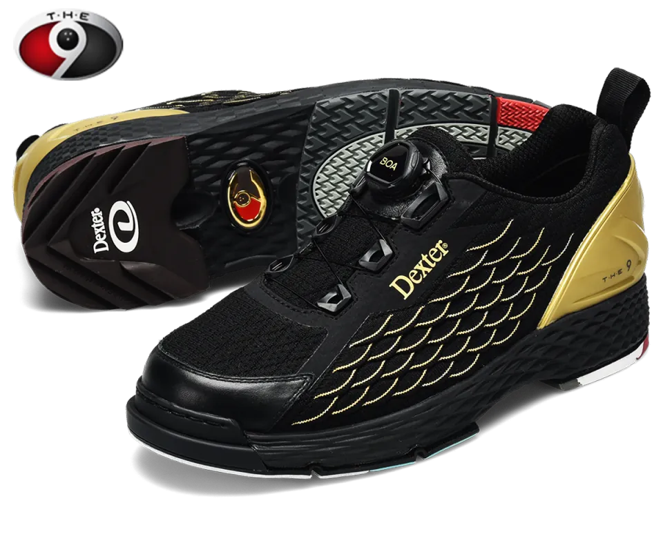 DEXTER T•H•E 9 KNIT BOA® - Black/Gold Herren Bowling Schuh DEXTER T•H•E 9 KNIT BOA® - Black/Gold Herren Bowling Schuh