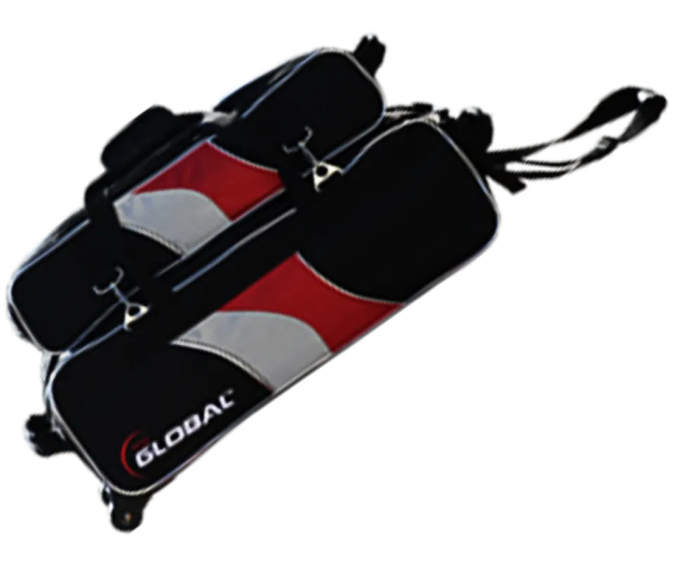 900 GLOBAL Triple Tote Airline Plus - Black/Red/Silver